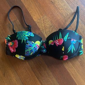 Old Navy Black Floral Underwire Padded Bikini Top